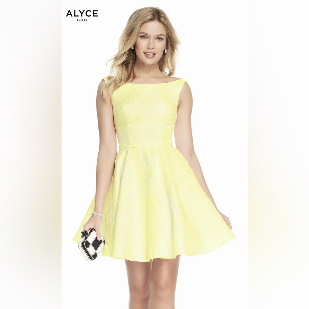 Alyce Paris Lemon Yellow Mini Dress